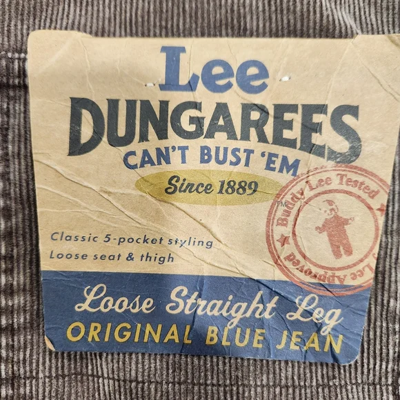 Vintage Lee Dungarees Corduroy Pants Mens 38/32 Brown Loose Straight Leg 80s 90s - Picture 2 of 13